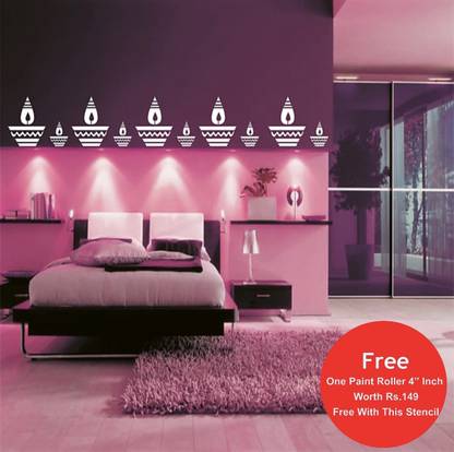 Aaradhya Collection Wall Stencil With Paint Roller for Home Decor(Illustrious Diya, 16 x 24 inches) B0660_R Wall Stencil Stencil