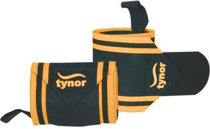 TYNOR Wrist Wrap With Thumb Loop, Black & Orange, Universal, Pack of 2 Wrist Support