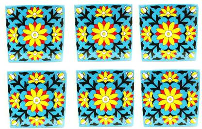 hc the crafts Handmade Decorative Ceramic Tiles sky pack of 6 Full Polished Modern
