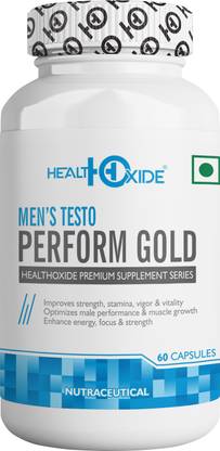 HEALTHOXIDE Men Testo perform gold 60 Veg Capsules (100% Natural)