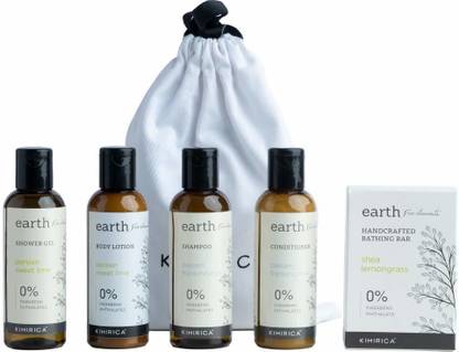 KIMIRICA Earth Bath & Body Care Gift Pouch, Easy to Carry Travel Kit 100% Vegan, SLS Free