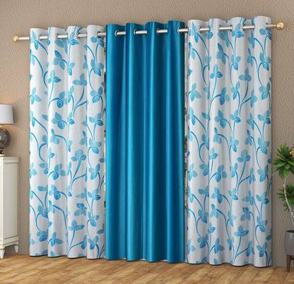 Parda Sansar 153 cm (5 ft) Polyester Room Darkening Window Curtain (Pack Of 3)