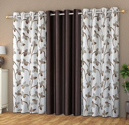 Parda Sansar 153 cm (5 ft) Polyester Room Darkening Window Curtain (Pack Of 3)