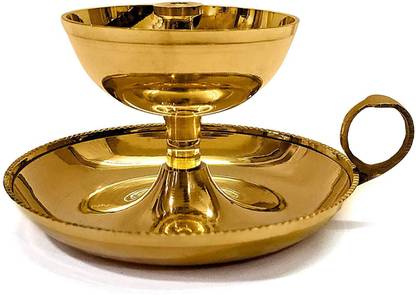 Satvik Medium Aarti Diya with Ring Handle Brass Table Diya Price in ...