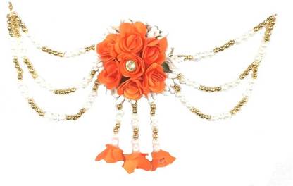 Riya Handcraftejewelry Flower Embellished Latest Design Beaded Multilayered Hair Accessories/Gajra Hair Chain
