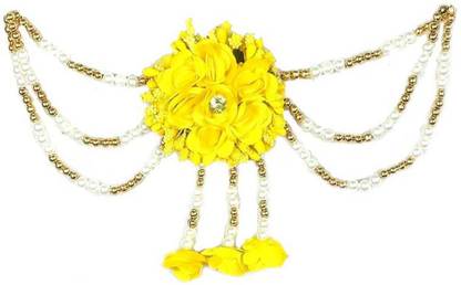 Riya Handcraftejewelry Flower Embellished Latest Design Beaded Multilayered Hair Accessories/Gajra Hair Chain