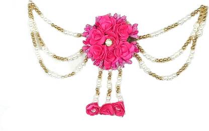 Riya Handcraftejewelry Flower Embellished Latest Design Beaded Multilayered Hair Accessories,Gajra Hair Chain