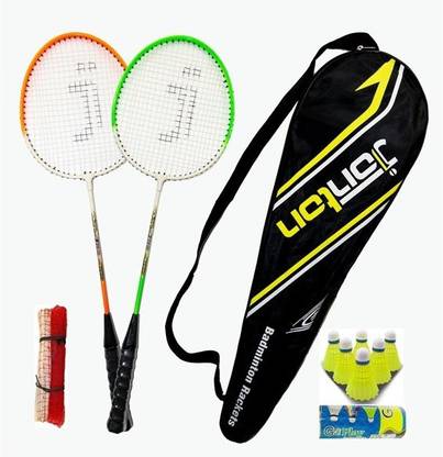 jonton FITHER SERIES BADMINTON Rackets with 6 nylon shuttle & 1 net Badminton Kit