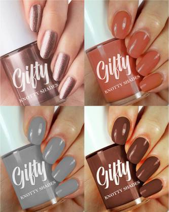 GIFTY No Toxin Nail Lacquer LIIT Combo Pack (Yasss It's LIT) Magical Gold,Strong As Coffee,Smoky Night,Espresso Bean