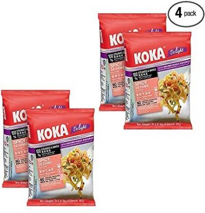 KOKA Delight Spicy Sesame Noodles(85g x 4 Packs) Instant Noodles Vegetarian