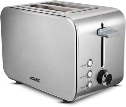AGARO GRAND 2 Slice Stainless Steel Pop Up Toaster, With Cancel, 850 W Pop Up Toaster