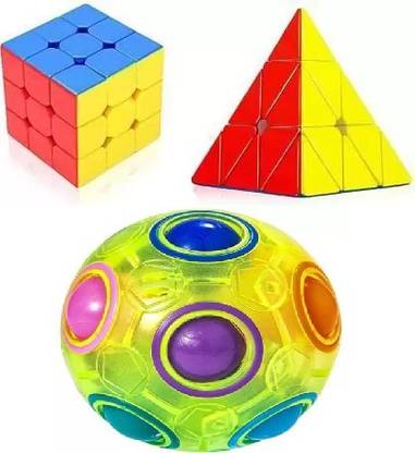 MACMILLAN AQUAFRESH High Speed Combo of 3X3 & 4x4 And Triangular Pyramid Cube with Ball Cube