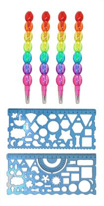 Kartual Return Gift Item In Bulk | Geometric Ruler & Non Sharpening Pencils Combo Set Toy Accessory