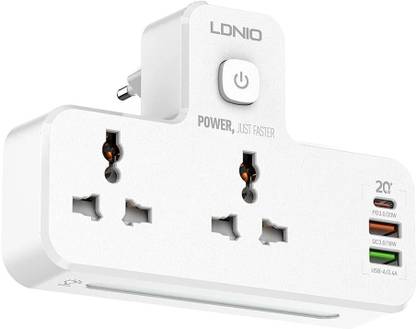 LDNIO SC2311 20W 3-Port Extension, 18W QC3.0/1 USB-A Wall Charger Adapter Fast 6 A Three Pin Socket