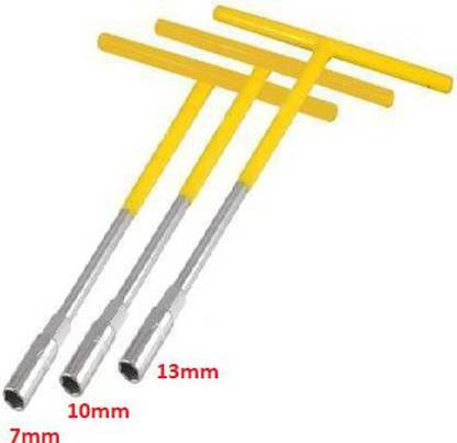 Airfit T Spanner Comb7mm MM,10 MM,13 MM Socket Set (Pack of 3) T Spanner Combo (Pack of 3) Single Sided T Type Wrench