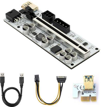Zeitel VER010-X PCIE Riser 6 Pin 1X to 16X Powered 8 USB 3.0 Extension Cable DDR3 1 GB Intel Chipset 64 bit 589 MHz Graphics Card