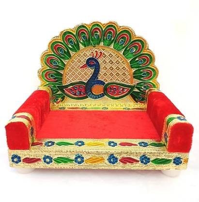 vedanshstore Sofa / chair / palna / Singhasan for 2-no Laddu Gopal ji meenawork Wooden All Purpose Chowki