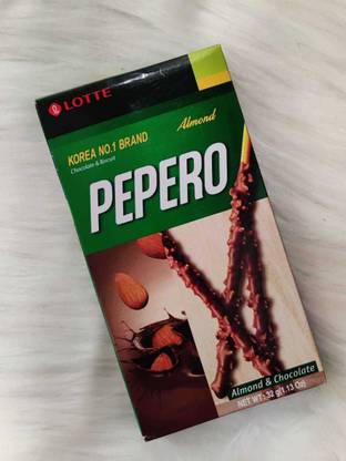 Lotte Pepero Chocolate Coated Biscuit Stick With Almond Imported Plain Biscuit