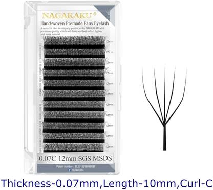 Nagaraku W Eyelash Extension 5D Premade 0.07mm C curl 10mm Matte Black yy Eye Lashes
