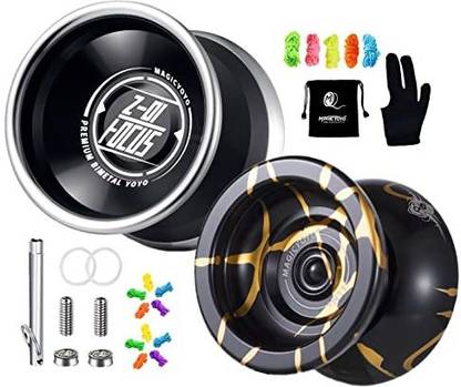 MAGICYOYO Unresponsive Yoyos, Metal YoYo N11 Black Golden, Bimetal YoYo