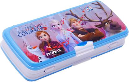 SKI Xylo Big Pencil Box with White Board Frozen Courage Art Plastic Pencil Box