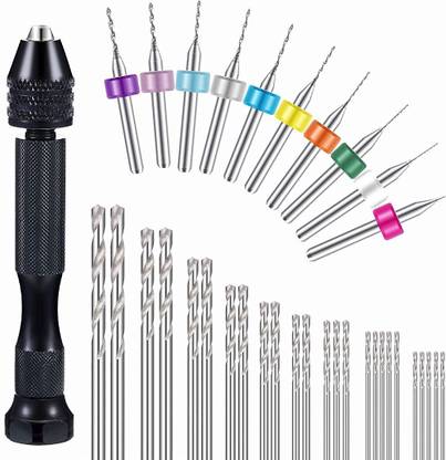 HASTHIP 25 Twist Drills for Resin Casting Molds Diamond Tipped 36 Pieces Hand Drill Bits Set for Jewelry Making, Include 1 Pin Vise Hand Drill,
