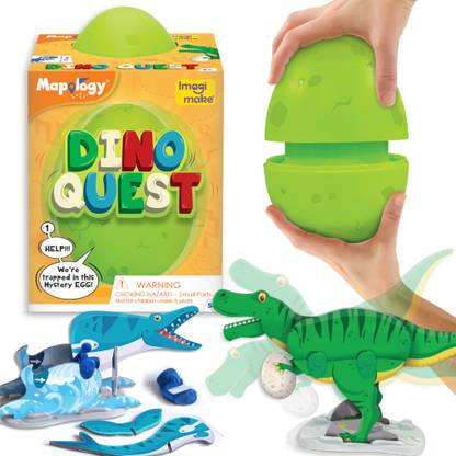 Imagimake Mapology Dino Quest- T Rex, Mosasaurus & Ankylosaurus- Toys for 5 years & above