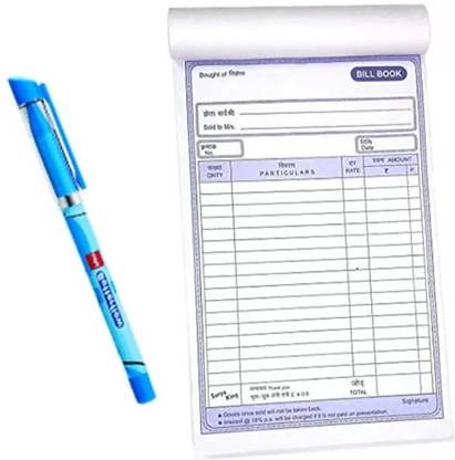 Kshivi Bill Book A5 Cash Memo Ruled 200 Pages 100+100 Leaves With Butterflow Pen Bill Book 04 1-Part Bill Book