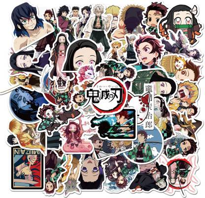 Otakun Demon Slayer Anime Set of 50 Non Repeat Guitar Sticker