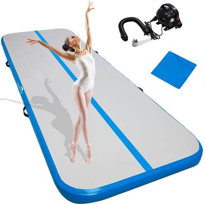 DOLPHY 10ft Inflatable Air Gymnastics Mat, Training Tumbling Mat, 8 inches Thickness Blue 203 mm Gymnastic Mat