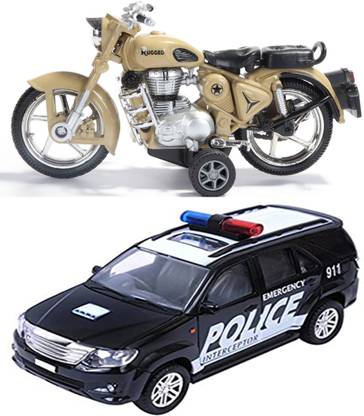 centy Rugged Bike And Swat Interceptor Police Car - Pull Back Toy - (Pack of 2)