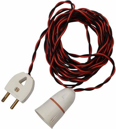 GHST Pendent Holder 2 Pin Plug with Flexible Copper Wire for Hanging Bulb 10 mtr Holder Wire Connector