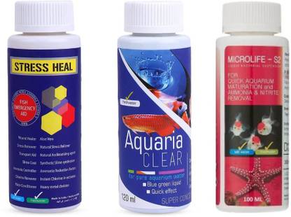 VAYINATO Aquatic Remedies Starter Pack, 3*100ML (Stress Heal+Aquaria Clear+MicroLife S2) Aquarium Tool