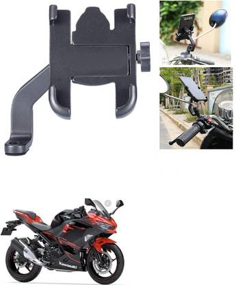 AutoGnix Mirror Fitting Metal Mobile Holder For Kawasaki Ninja 250 Bike Mobile Holder