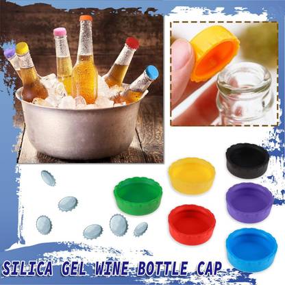 Gabbar ™6 Pcs/set Silicone Beer Bottle Cap Reuse Practical Colorful Leak Silicone Bottle Stopper
