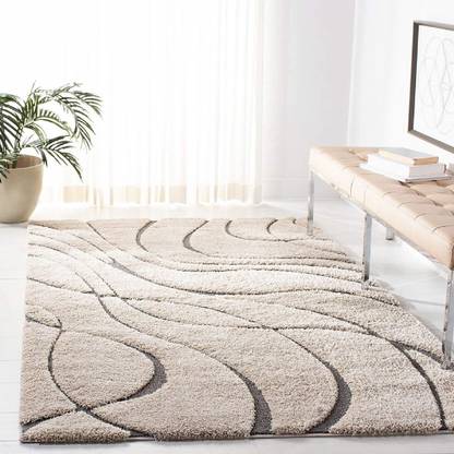 Shag Weaving Beige Polyester Carpet