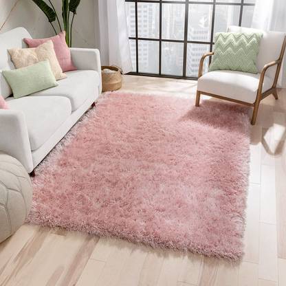 Shag Weaving Pink Polyester Carpet