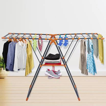 Plantex Steel Floor Cloth Dryer Stand GI Steel Foldable Cloth Drying Stand for Home Cloth Stand for Drying Clothes