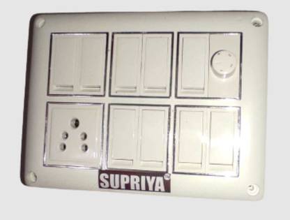 supriya Electric board 1 Socket, 9 Switch,1 regulator AC/DC LED BULB,9 WATT AND 5 WATT Wall Plate