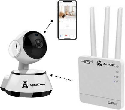ApnaCam Smart Camera + 4G SIM Router With 150-300 Mbps Night Vision Motion Trigger Security Camera