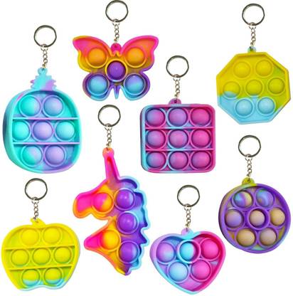 HomeoCulture Keychain Puppet Toys for Kids Set of 6PCs Poppet Keychain Fidget It Toys for Kid Key Chain