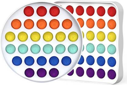 KARBD Square & Round Rainbow Push Pop It Silicone Bubble Fidget Sensory Toy