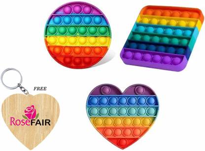 ANANYA SHOP Pop It Fidget Toys Set of 3 Push Pop Bubble Fidget Sensory Toy Stress Relief Toy