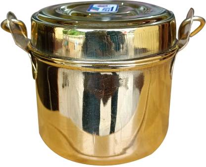 क्राफ्ट वर्ल्ड Handmade Brass School And Office Hanger Tiffin Box ,Height 3 Inch (400 ml) 1 कंटेनर लंच बॉक्स