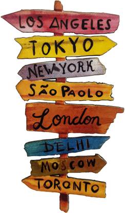 ध्क्राफ्ट Multicolor World Tour Directions Flexible Rubber / Magnetic Card (13 x 6.8 ) cm फ्रिज मैग्नेट 1 का पैक
