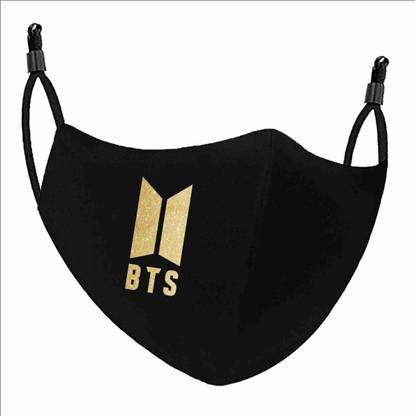 eweft BTS Gold Glitter Mask With Adjustable Elastic (Black) BTS Gold Glitter Mask Reusable, Washable Cloth Mask