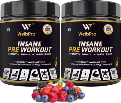 WellsPro Insane PreWorkout 500g [32 Servings] Ultimate Performance Energy & Intense Focus BCAA