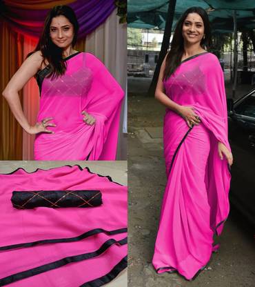 Solid Bollywood Chiffon Saree