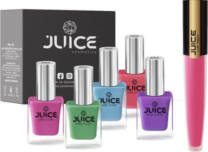 Juice | NAIL PAINT (PICKLE GREEN-267/ SKY BLUE-268/ FRENCH PURPLE-283/ CORAL SUNSET-292/ AMARANTH PINK-266) & LIPTINT (MADISON M-86)