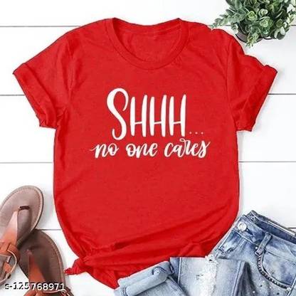 Printed Women Red T-Shirt